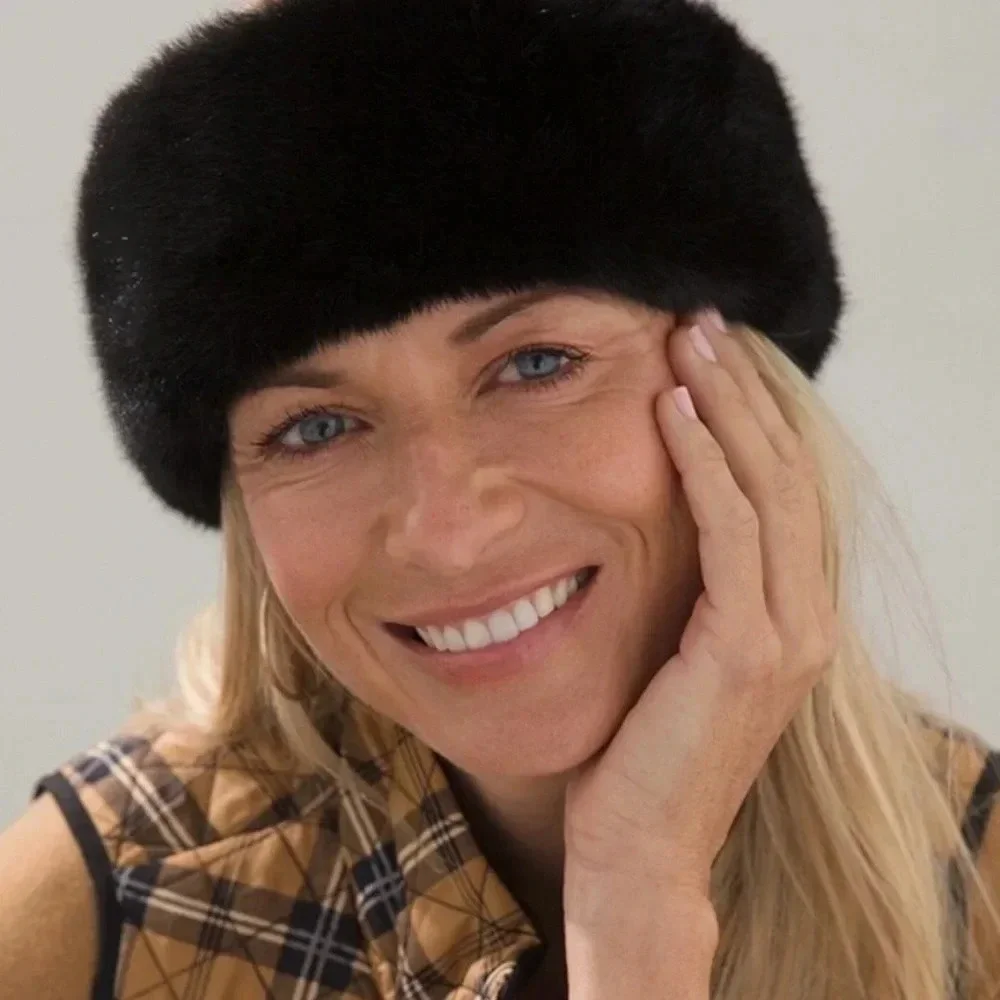Chico's Scarf & Headband Set Pull Through Faux Fur Tan Brown